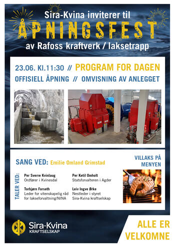 Invitasjon til åpning av Rafoss kraftverk og laksetrapp